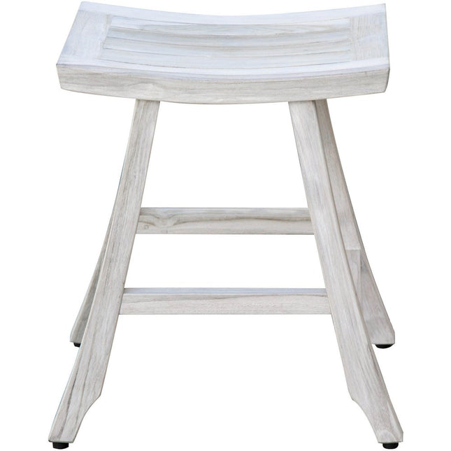 24" X 15" White Teak Square Shower Bench HomeRoots