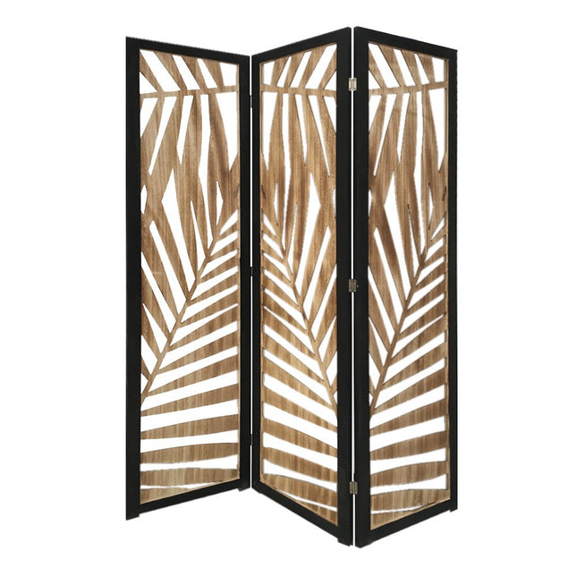 67" Brown Solid Wood Folding Three Panel Screen Room Divider HomeRoots