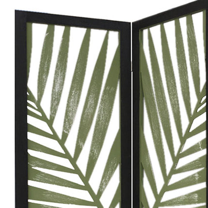67" Green Solid Wood Panel Screen Room Divider