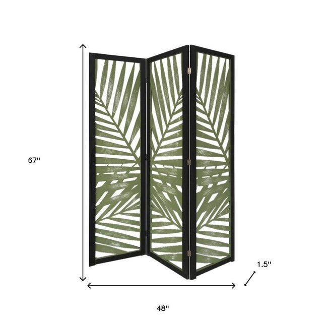 67" Green Solid Wood Panel Screen Room Divider HomeRoots