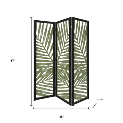 67" Green Solid Wood Panel Screen Room Divider