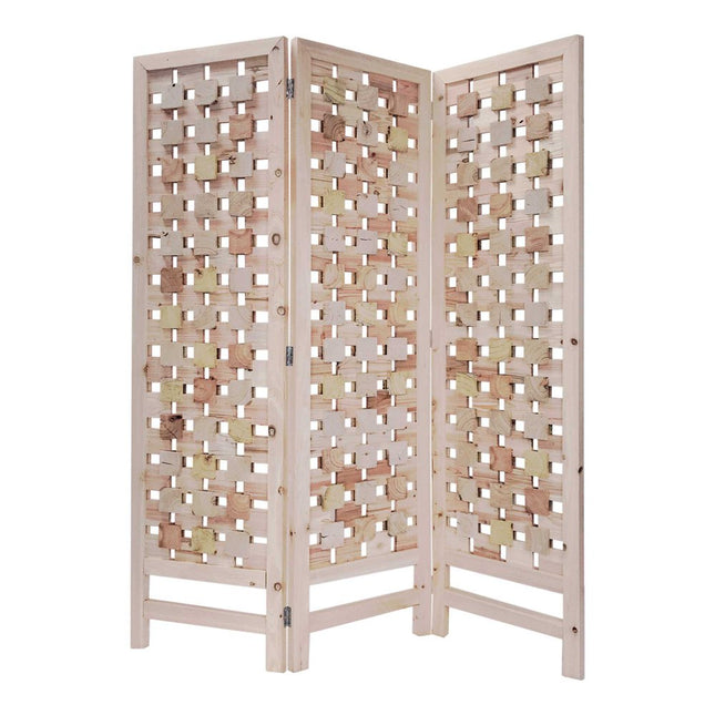 72" Pink Solid Wood Folding Three Panel Screen Room Divider HomeRoots