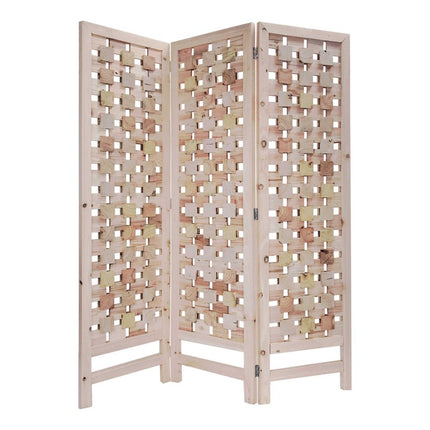 72" Pink Solid Wood Folding Three Panel Screen Room Divider HomeRoots
