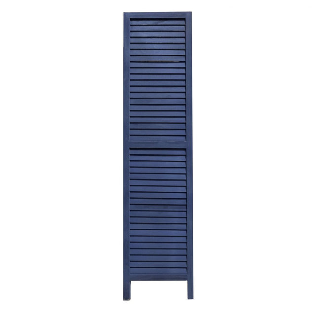 67" Dark Blue Solid Wood Folding Three Panel Screen Room Divider HomeRoots