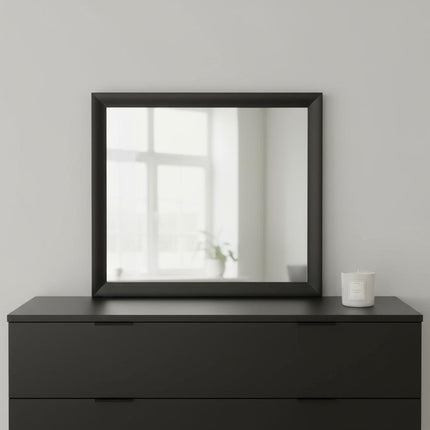 35" Black Square Wood Framed Mounted Dresser Mirror HomeRoots