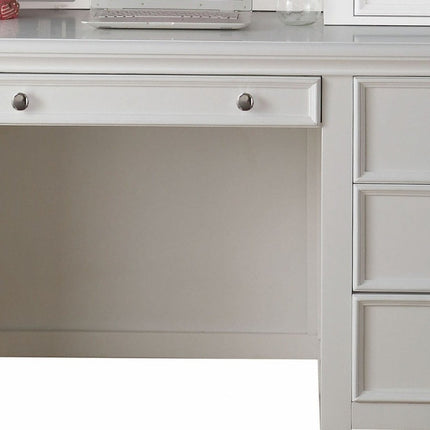 White Wood Computer Desk With 3 Drawers And Keyboard Drawer HomeRoots