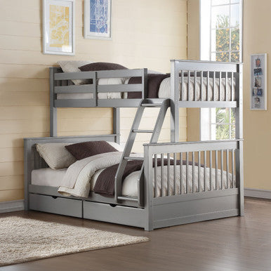 ACME 37755 Haley II Twin/Full Bunk Bed with 2 Drawers, Gray (1Set/2Ctn) ACME Furniture