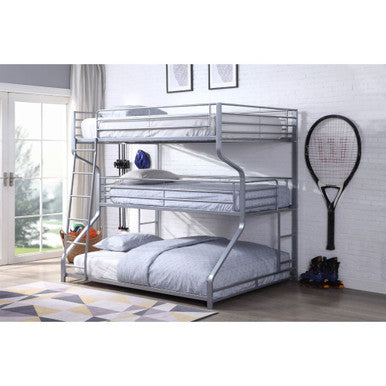 ACME 37790 Caius Ii Three Layer F/T/Q Bunk Bed, Silver ACME Furniture