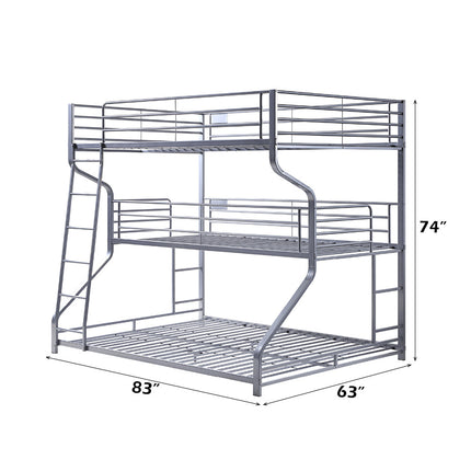 ACME 37790 Caius Ii Three Layer F/T/Q Bunk Bed, Silver