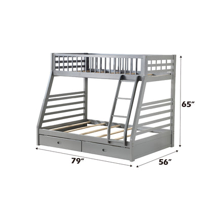 ACME 37840 Jason Gray Bunk Bed with Drawers (6+6 Slats)