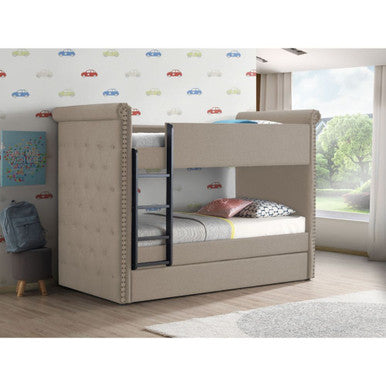 ACME 37850 Romana Ii Twin/Twin Bunk Bed, Beige Fabric ACME Furniture