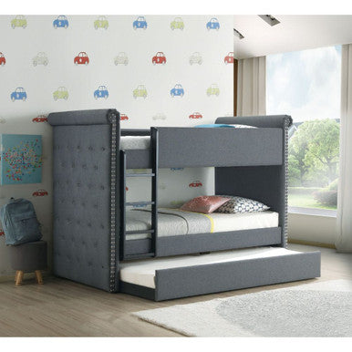 ACME 37855 Romana Ii Twin/Twin Bunk Bed, Gray Fabric ACME Furniture