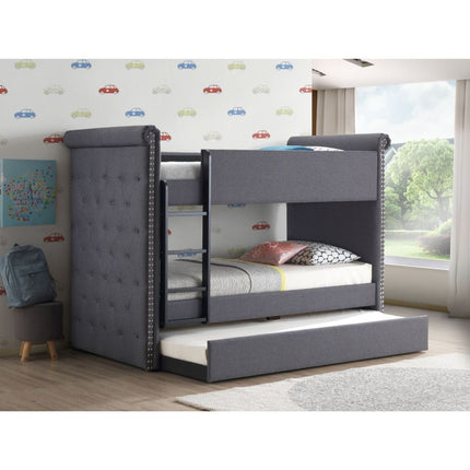 ACME 37855 Romana Ii Twin/Twin Bunk Bed, Gray Fabric