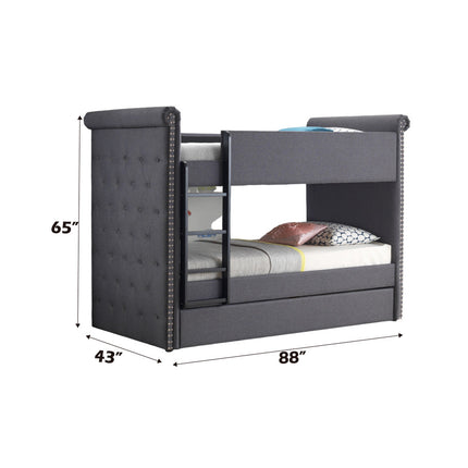 ACME 37855 Romana Ii Twin/Twin Bunk Bed, Gray Fabric