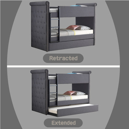 ACME 37855 Romana Ii Twin/Twin Bunk Bed, Gray Fabric