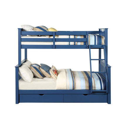 ACME 37865 Harley II Twin/Full Storage Bunk Bed, Navy Blue Finish (1Set/2Ctn)