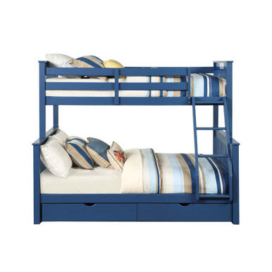 ACME 37865 Harley II Twin/Full Storage Bunk Bed, Navy Blue Finish (1Set/2Ctn) ACME Furniture