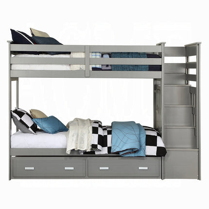 ACME 37870 Allentown Gray Twin/Twin Bunk Bed With Storage Ladder &Trundle ACME Furniture