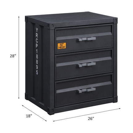 ACME 37957 Cargo 3-Drawer Chest, Gunmetal Finish