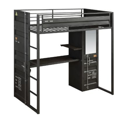 ACME 37965 Cargo Storage Twin Loft Bed, Gunmetal Finish(1Set/2Ctn)