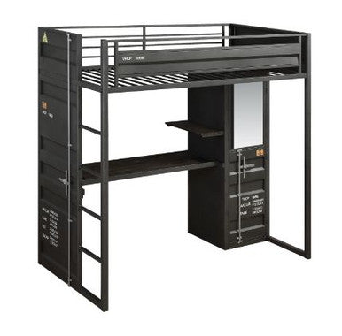 ACME 37965 Cargo Storage Twin Loft Bed, Gunmetal Finish(1Set/2Ctn) ACME Furniture