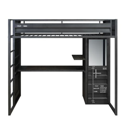 ACME 37965 Cargo Storage Twin Loft Bed, Gunmetal Finish(1Set/2Ctn)