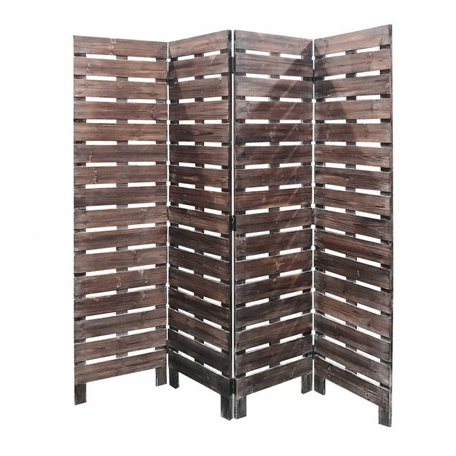 72" Brown Folding Four Panel Screen Room Divider HomeRoots