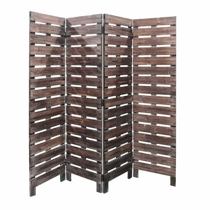 72" Brown Folding Four Panel Screen Room Divider HomeRoots