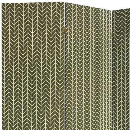 71" Green Fabric Folding Three Panel Screen Room Divider HomeRoots