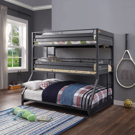 ACME 37995 Cargo Twin/Twin/Full Triple Bunk Bed, Gunmetal Finish(1Set/2Ctn)