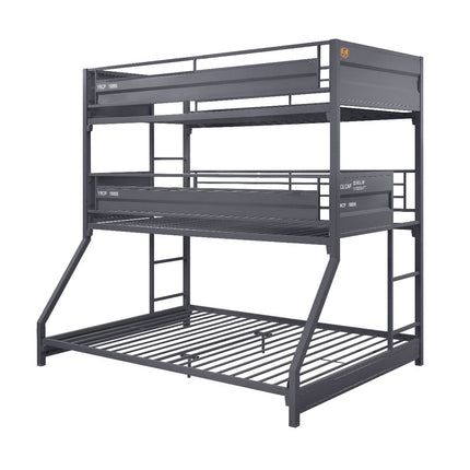 ACME 37995 Cargo Twin/Twin/Full Triple Bunk Bed, Gunmetal Finish(1Set/2Ctn)