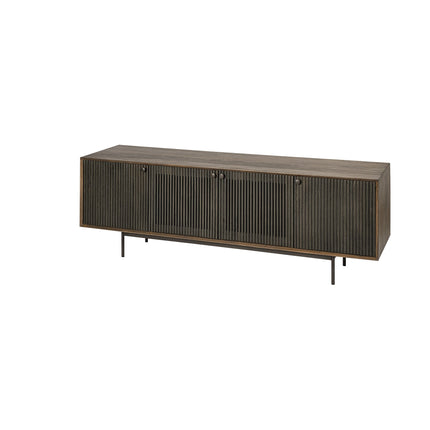 20" Brown Solid Wood Cabinet Enclosed Storage TV Stand HomeRoots