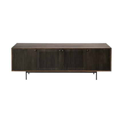 20" Brown Solid Wood Cabinet Enclosed Storage TV Stand HomeRoots