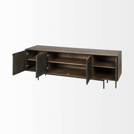 20" Brown Solid Wood Cabinet Enclosed Storage TV Stand HomeRoots