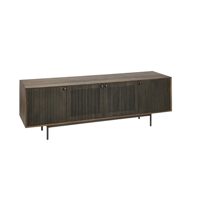 20" Brown Solid Wood Cabinet Enclosed Storage TV Stand HomeRoots
