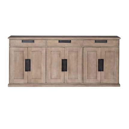 82" Brown Solid Wood Three Drawer Sideboard with Six Doors HomeRoots