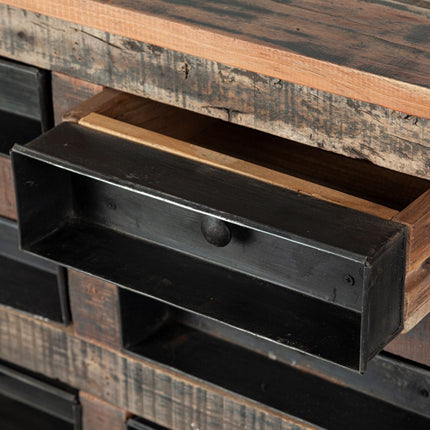 63" Brown and Black Solid Wood 16 Drawer Sideboard HomeRoots