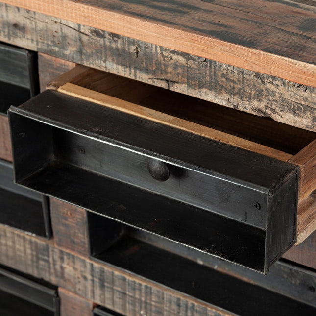 63" Brown and Black Solid Wood 16 Drawer Sideboard HomeRoots
