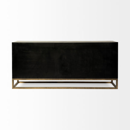 16" Brown And Antiqued Gold Solid Wood Nine Drawer Sideboard HomeRoots