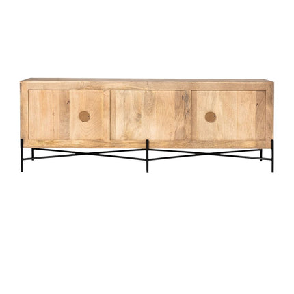78" Brown Solid Wood Sideboard with Four Doors HomeRoots