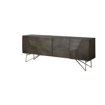 17" Dark Brown Solid Wood Sideboard with Four Doors HomeRoots