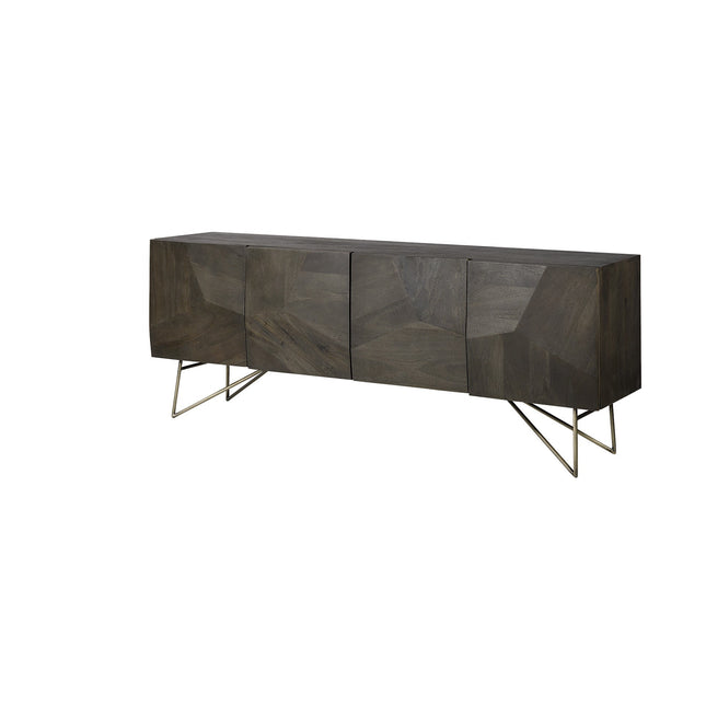 17" Dark Brown Solid Wood Sideboard with Four Doors HomeRoots