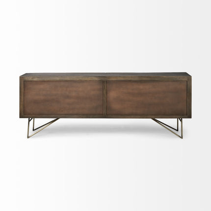 17" Dark Brown Solid Wood Sideboard with Four Doors HomeRoots