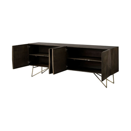 17" Dark Brown Solid Wood Sideboard with Four Doors HomeRoots