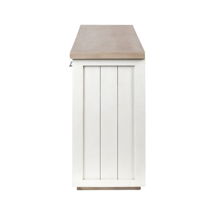 73" Brown and White Solid Wood Sideboard with Four Doors HomeRoots