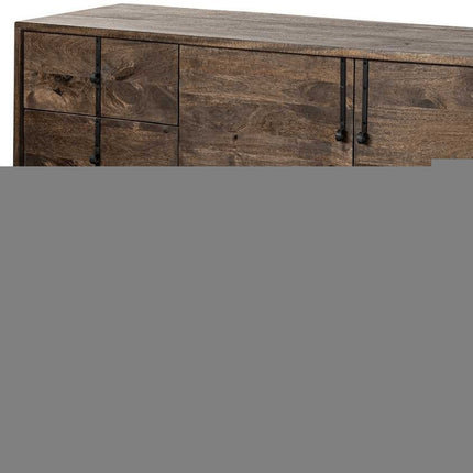 72" Brown Solid Wood Six Drawer Sideboard with Two Doors HomeRoots