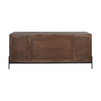 72" Brown Solid Wood Six Drawer Sideboard with Two Doors HomeRoots