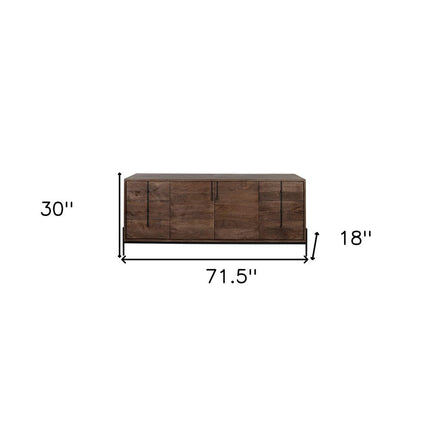 72" Brown Solid Wood Six Drawer Sideboard with Two Doors HomeRoots
