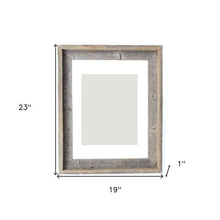 16" x 20" Gray And Brown Distressed Solid Wood Hanging Picture Frame with Mat HomeRoots