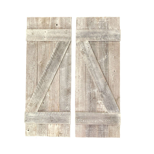 Set Of Two Rustic Weathered Grey Wood Decorative Window Shutters HomeRoots